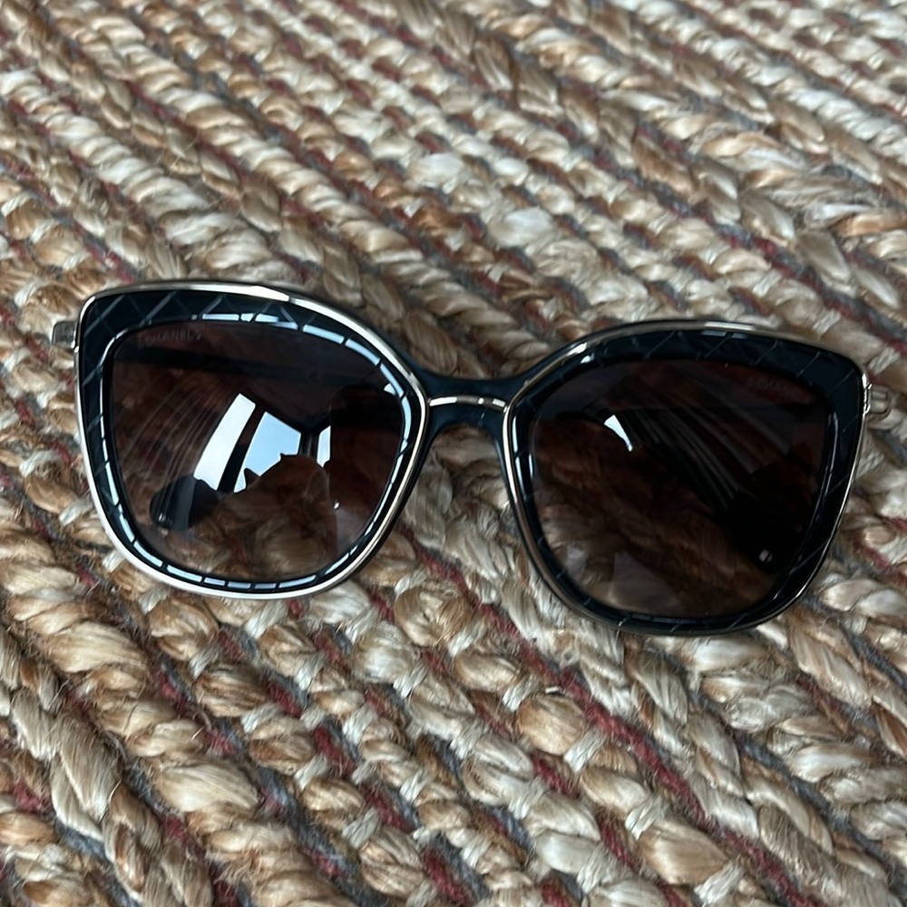 Chanel black and gold sunglasses